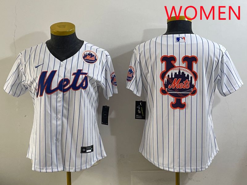 Women New York Mets Blank White Stripe Game 2025 Nike MLB Jersey style 9->houston astros->MLB Jersey